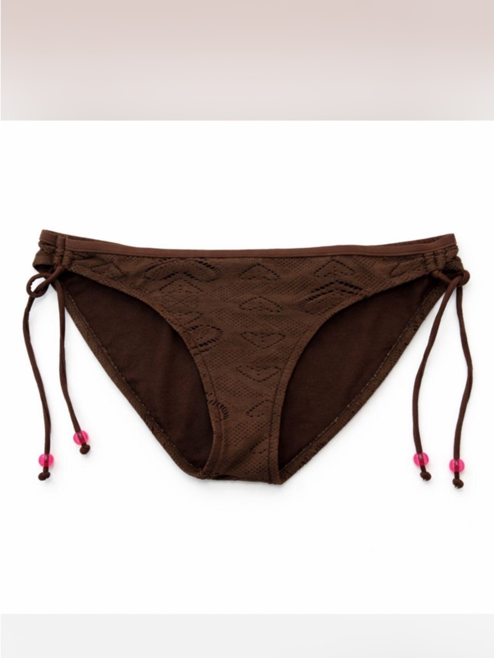 Vintage Y2K Bikini Bottoms with Beaded String Side Tie, Women's Size Large [L]